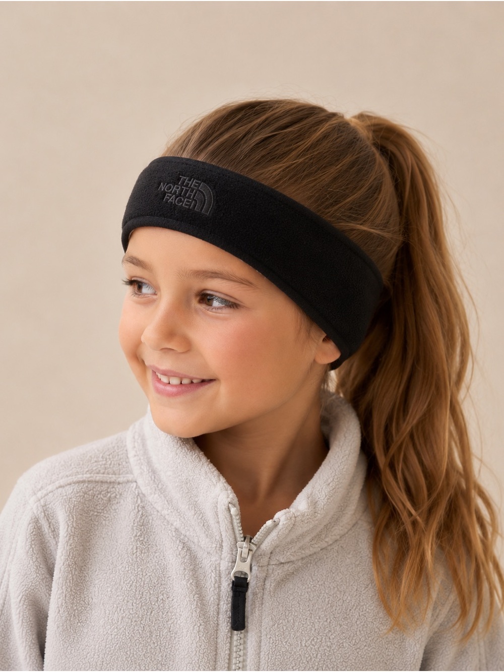 NWT The North Face Kids Glacier Reversible Headband In Black/Meld Grey